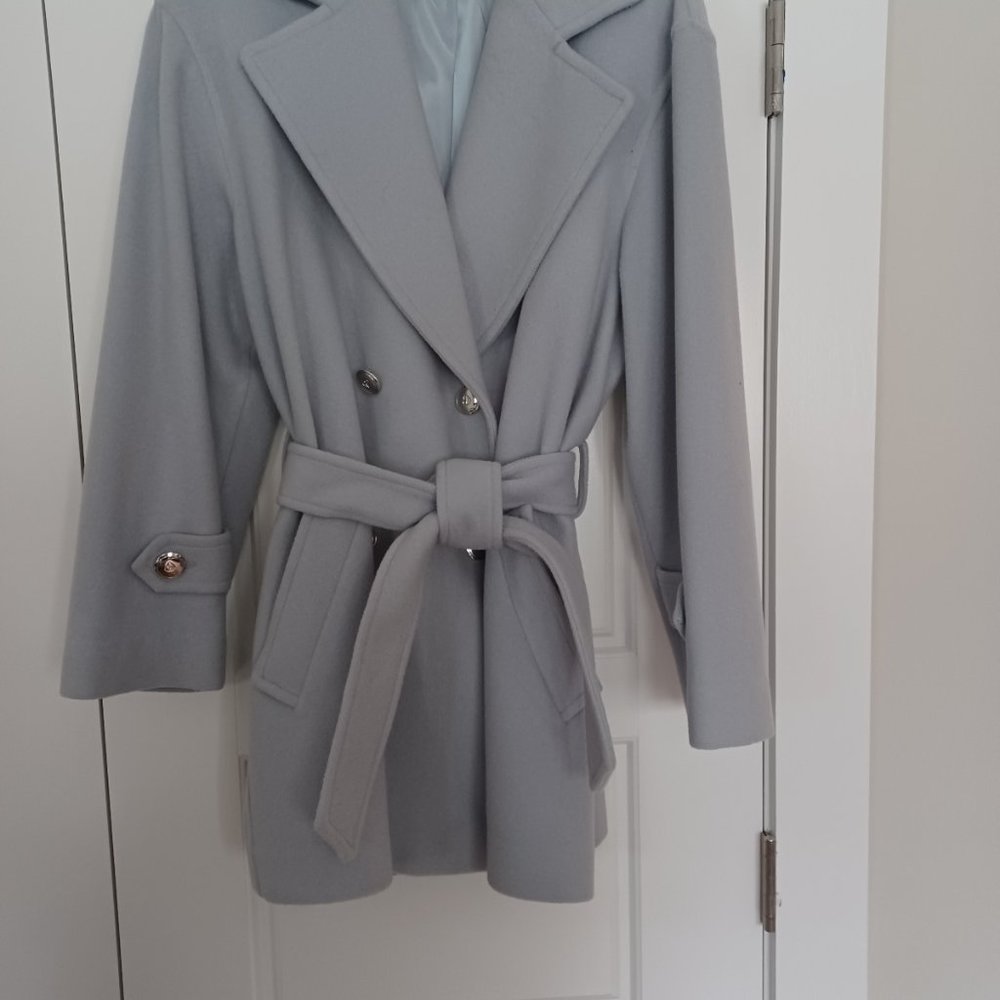 Griffith and Gray for St. John Wool/Cashmere 3/4 powder blue trench coat
